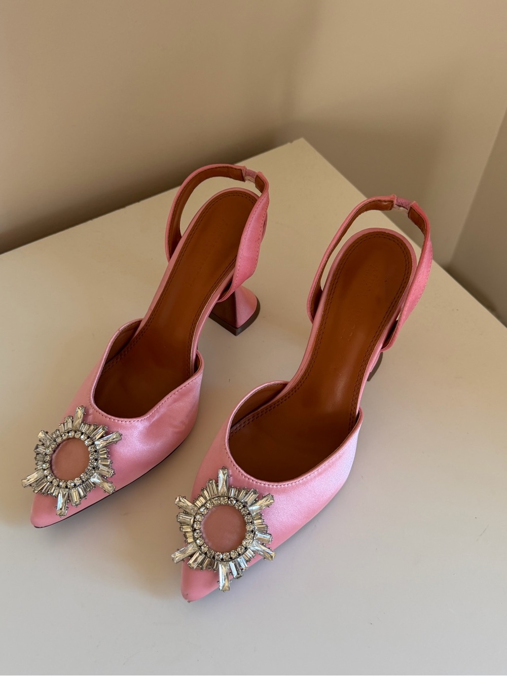 Amina Muaddi authentic sling back pink heels